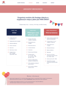 zdjęcia projektu podstrony urodziny dla Mini Świat w Krakowie